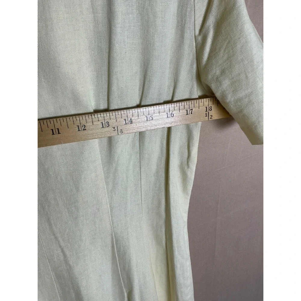 Ultra Dress New York Vintage Linen Blend Frog Closure Wrap Midi Dress Cream Sz 8 - Picture 7 of 10